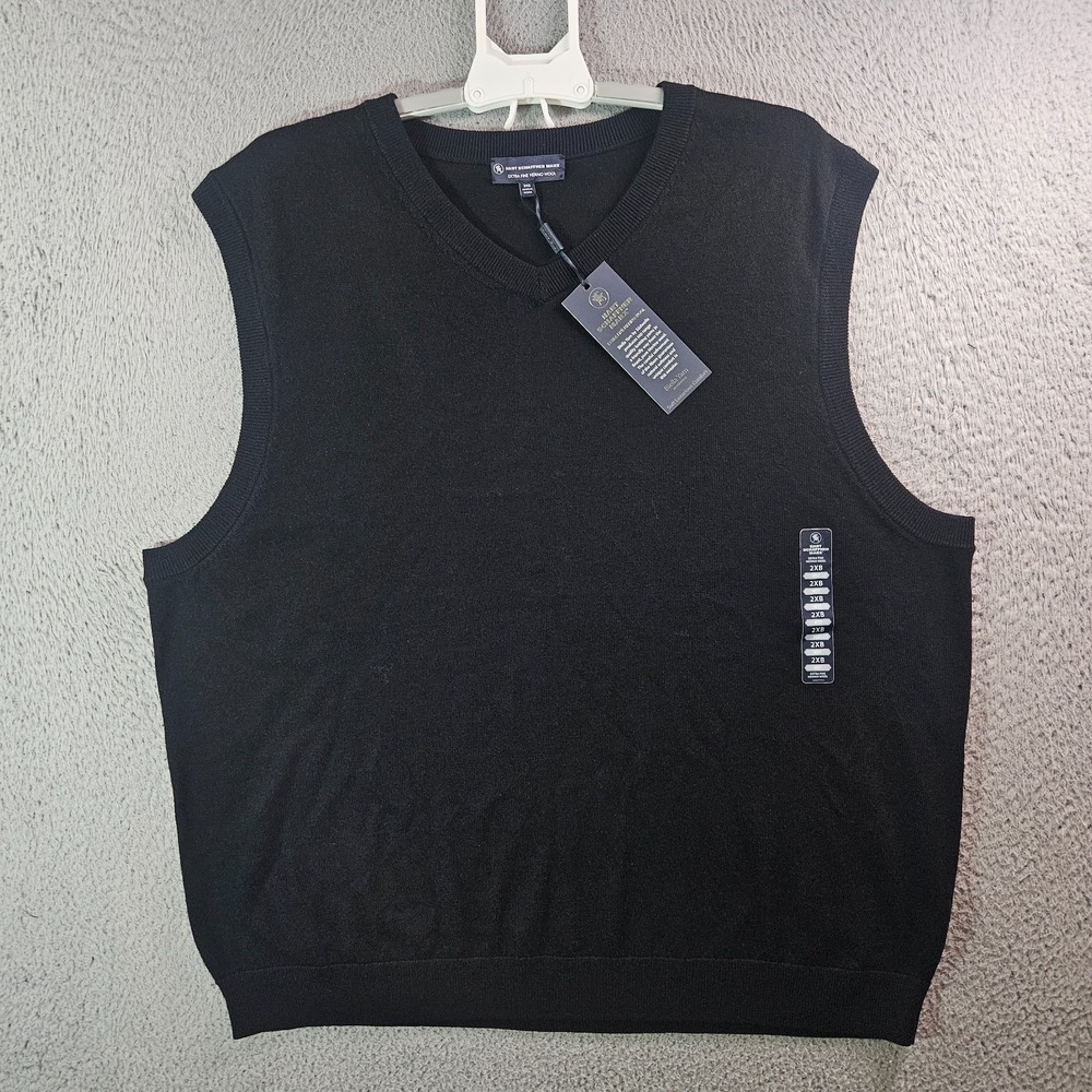 $89 NEW Hart Schaffner Vest Sweater Men 2XB V-Neck 100% Merino Wool Black